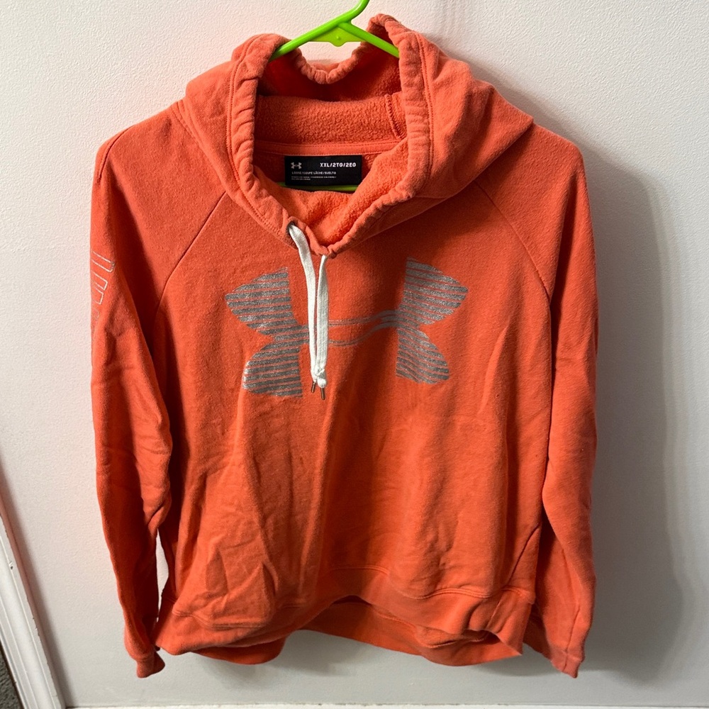 Under Armour Vibrant Coral Pullover with Silver Logo
